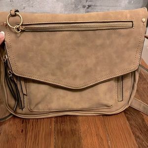 Crossbody bag , tan color, many compartments, like new